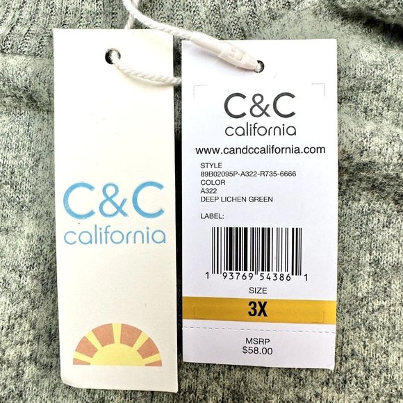 C&C California Sweater Women's 3X Olive Mock Turtleneck Long Sleeve Hi Low Hem L - Picture 7 of 9